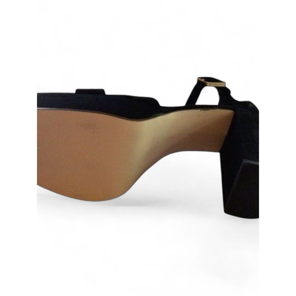 Black Suede Platform Sandal Block Heel Square Toe Ankle Strap Size 10.5 NEW - Picture 9 of 12